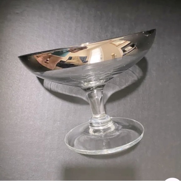 Dorothy Thorpe-Style Glass Compote With Silver Band Vintage - Picture 2 of 4